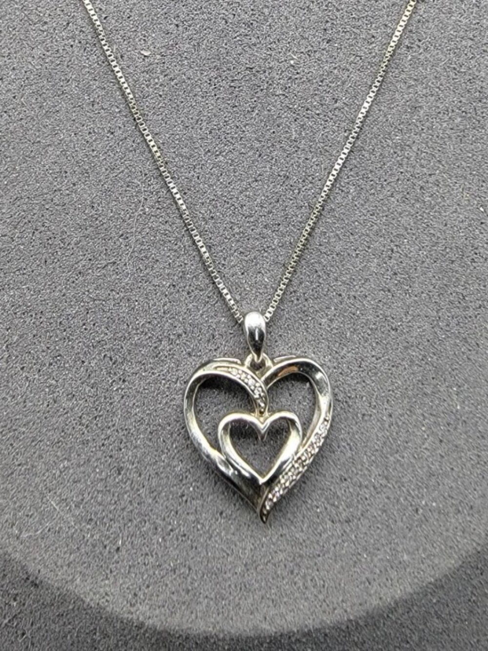 D India 925 Diamond Heart Pendant Necklace Sterling Silver 18" Chain
